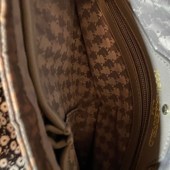 Karl Lagerfeld Monogram Brown Shoulder Bag - Picture 8 of 16